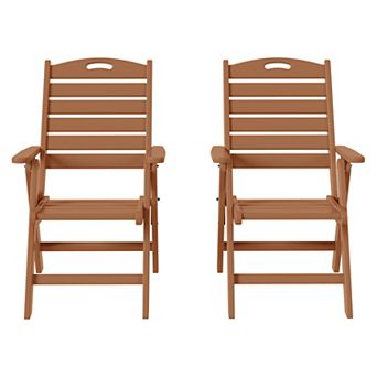 HDPE Adjustable Highback Folding Outdoor Patio Dining Chairs Set of 2