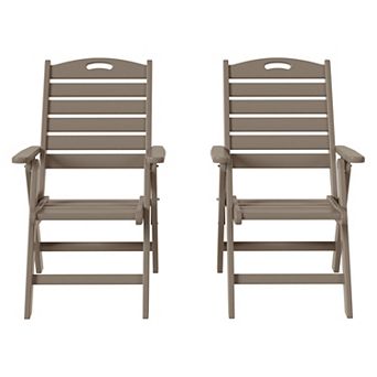 HDPE Adjustable Highback Folding Outdoor Patio Dining Chairs Set of 2