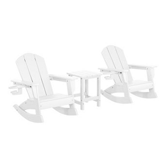 3 pc Kids Rocking Chair With Cup Holder and Square Side Table Set