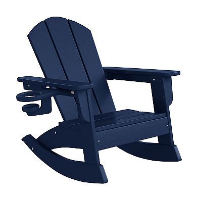 3-Piece Kids Rocking Chair With Cup Holder and Square Side Table Set