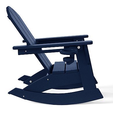 3-Piece Kids Rocking Chair With Cup Holder and Square Side Table Set