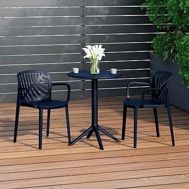 3-Piece Outdoor Resin Patio Bistro Table Set with Stackable Patio Dining Side Chairs For 2