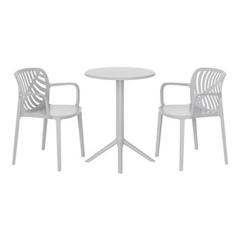 3 pc Outdoor Resin Patio Bistro Table Set with Stackable Patio Dining Side Chairs For 2