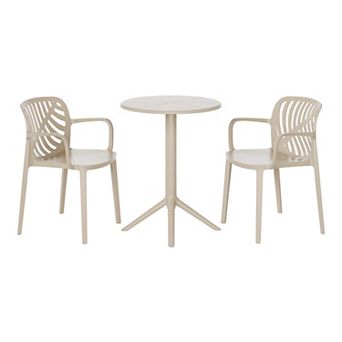 3 pc Outdoor Resin Patio Bistro Table Set with Stackable Patio Dining Side Chairs For 2