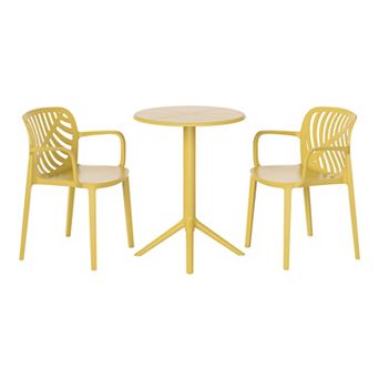 3 pc Outdoor Resin Patio Bistro Table Set with Stackable Patio Dining Side Chairs For 2