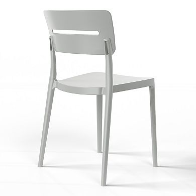 Outdoor Modern Stackable Plastic Patio Dining Chairs (Set of 4)