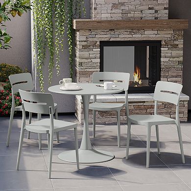 Outdoor Modern Stackable Plastic Patio Dining Chairs (Set of 4)