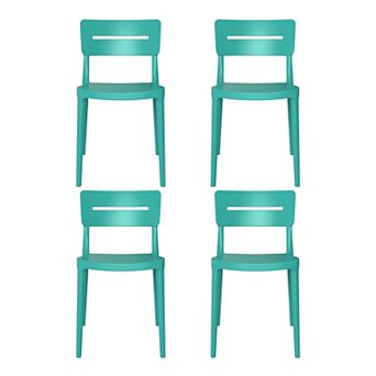 Outdoor Modern Stackable Plastic Patio Dining Chairs (Set of 4)