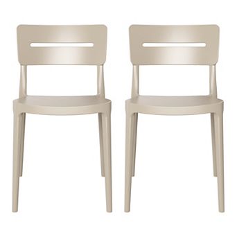 Outdoor Modern Stackable Plastic Patio Dining Chairs (Set of 2)