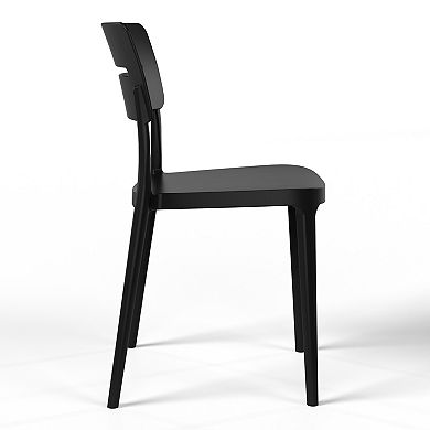 Outdoor Modern Stackable Plastic Patio Dining Chairs (Set of 2)