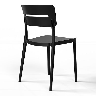 Outdoor Modern Stackable Plastic Patio Dining Chairs (Set of 2)