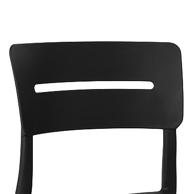 Outdoor Modern Stackable Plastic Patio Dining Chairs (Set of 2)
