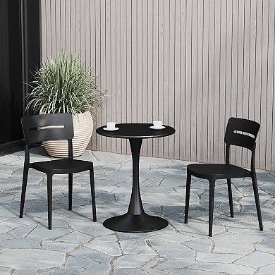 Outdoor Modern Stackable Plastic Patio Dining Chairs (Set of 2)