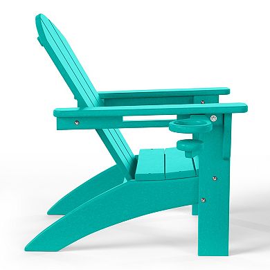 3-Piece Kids HDPE Adirondack Chairs Set with Square Side Table and Cup Holders