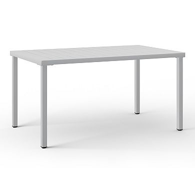 7-Piece Outdoor Rectangular Metal Patio Dining Table Set With Stackable Patio Chairs