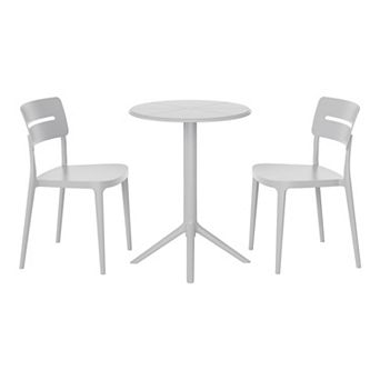 3 pc Outdoor Resin Patio Bistro Set with Stackable Patio Dining Chairs