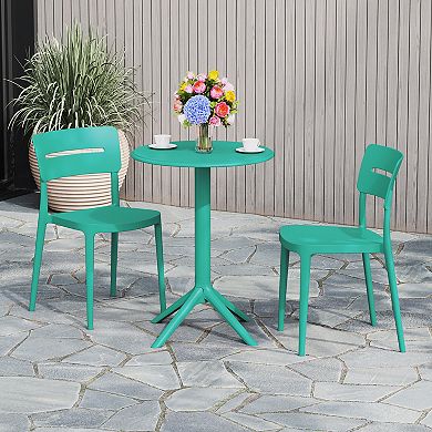 3-Piece Outdoor Resin Patio Bistro Set with Stackable Patio Dining Chairs