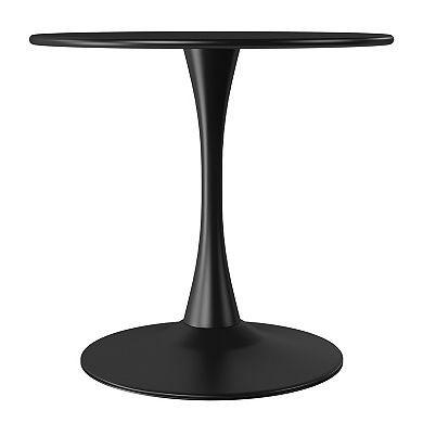 5-Piece Indoor Outdoor Round Metal Patio Dining Table Set With Stackable Patio Dining Side Chairs