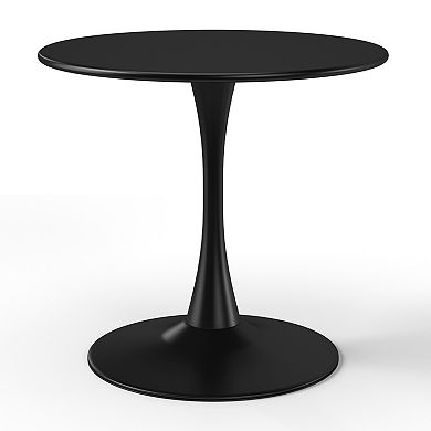5-Piece Indoor Outdoor Round Metal Patio Dining Table Set With Stackable Patio Dining Side Chairs