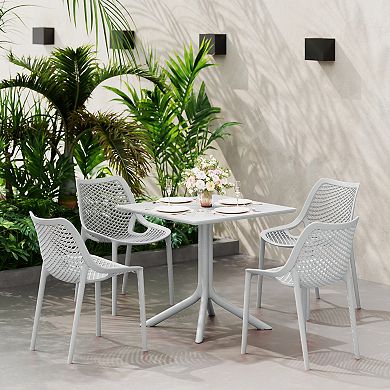 31.5" Square Plastic Outdoor Patio Dining Table for 4