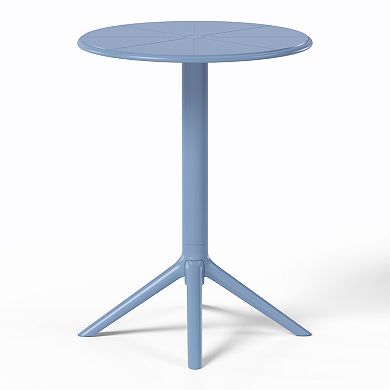 23.5" Outdoor Polypropylene Resin Round Patio Bistro Dining Table for 2