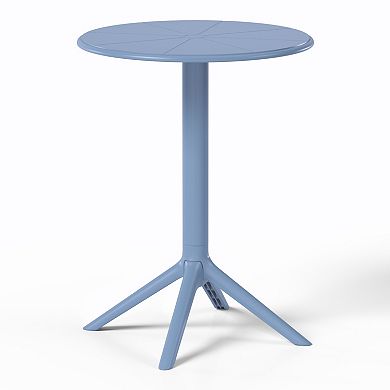 23.5" Outdoor Polypropylene Resin Round Patio Bistro Dining Table for 2