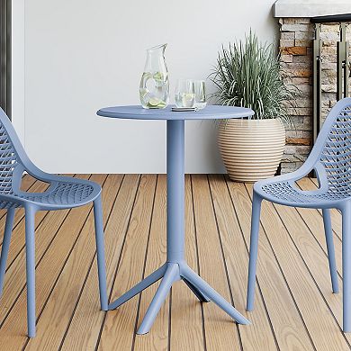 23.5" Outdoor Polypropylene Resin Round Patio Bistro Dining Table for 2