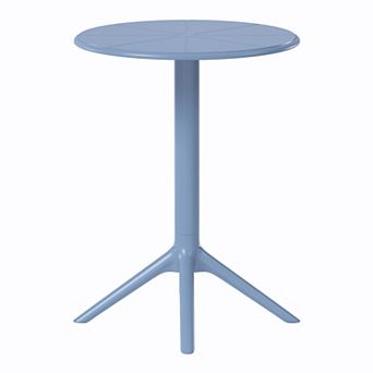 23.5" Outdoor Polypropylene Resin Round Patio Bistro Dining Table for 2