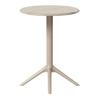 23.5" Outdoor Polypropylene Resin Round Patio Bistro Dining Table for 2
