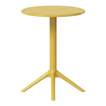 23.5" Outdoor Polypropylene Resin Round Patio Bistro Dining Table for 2