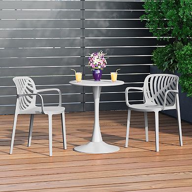 3-Piece Outdoor Indoor Metal Patio Dining Table Set With Stackable Patio Chairs