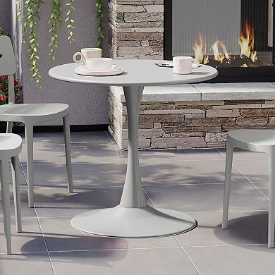 31.5" Round Outdoor Indoor Metal Cocktail Dining Table