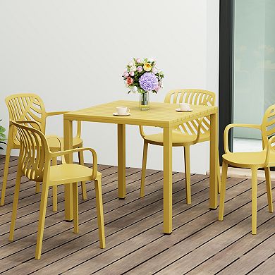31.5" Iron Metal Frame Outdoor Square Patio Dining Table
