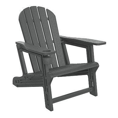 3-Piece HDPE Outdoor Patio Adirondack Chair with Ottoman and 18" Side Table Set