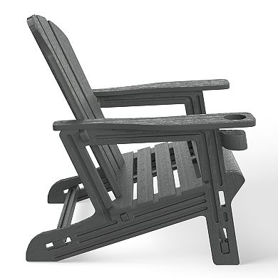 3-Piece HDPE Outdoor Patio Adirondack Chair with Ottoman and 18" Side Table Set