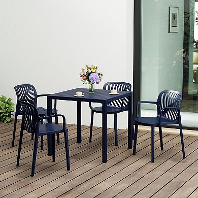 5-Piece Outdoor Square Dining Table Patio Set with Stackable Patio Dining Chairs