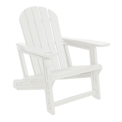 2-Piece HDPE Plastic Adirondack Patio Chair With 18" Side Table Set