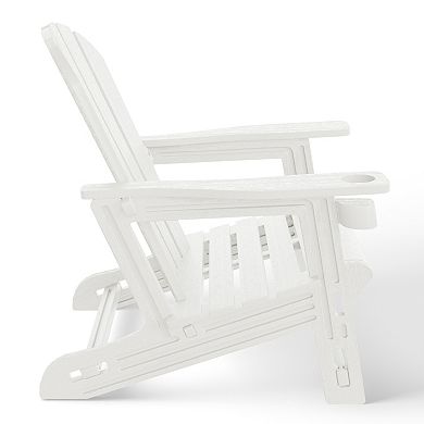 2-Piece HDPE Plastic Adirondack Patio Chair With 18" Side Table Set