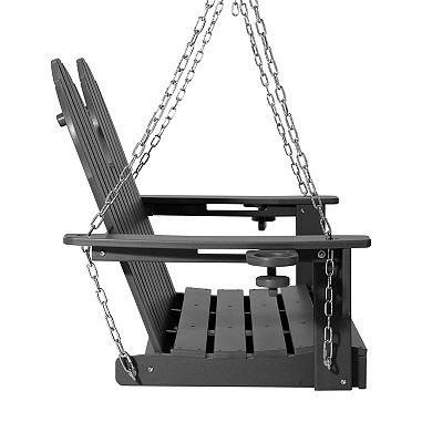 4ft Outdoor HDPE Poly Farmhouse Hanging Porch Swing With Cup Holders
