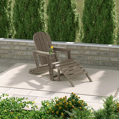 No-Tools Outdoor HDPE Patio Adirondack Chair with Patio Ottoman
