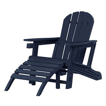 No-Tools Outdoor HDPE Patio Adirondack Chair with Patio Ottoman