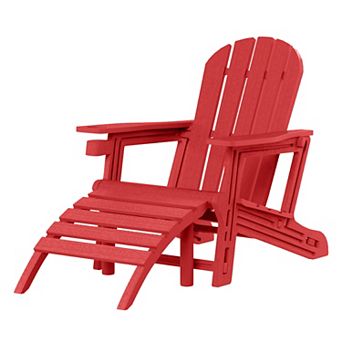 No-Tools Outdoor HDPE Patio Adirondack Chair with Patio Ottoman