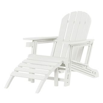No-Tools Outdoor HDPE Patio Adirondack Chair with Patio Ottoman