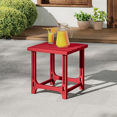 Outdoor 18" HDPE Square Adirondack Patio Side Table