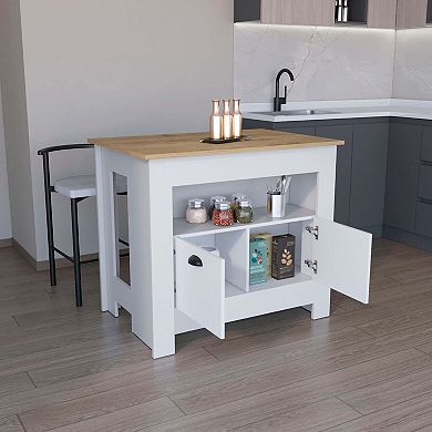 Floyd Kitchen Island, with 2 doors, 3 shelves