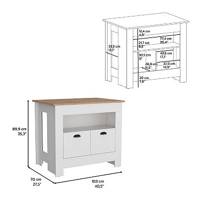 Floyd Kitchen Island, with 2 doors, 3 shelves