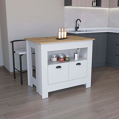 Floyd Kitchen Island, with 2 doors, 3 shelves
