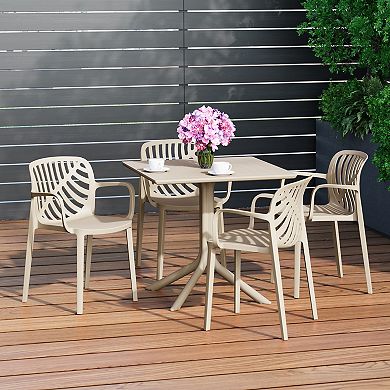 5-Piece Outdoor Square Patio Dining Table Set with Stackable Patio Dining Chairs