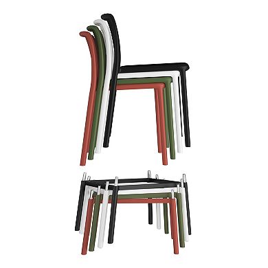 29.5" Outdoor Modern Polypropylene Plastic Patio Bar Height Stools (Set of 2)