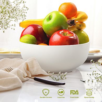 64 Ounce Porcelain Bowls Set 3 Pack Premium White Ceramic Bowls for Cereal,Soup,Salad,Pasta,Prep